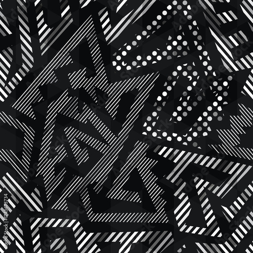 Monochrome tribal seamless pattern