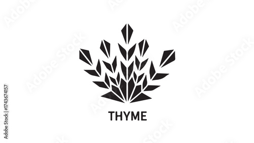 Sleek thyme logo design, perfect for branding and culinary projects, adds a touch of modern elegance to any kitchen-themed design, ideal for food blogs, restaurant menus, and spice companies