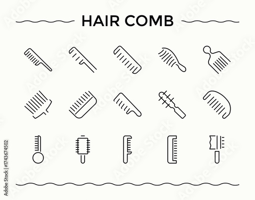 Hair Comb line icon set. Simple line vector icons. Contains such icons as simple, haircut, styling, style, shape. Vector illustration. Shop line icon set.
