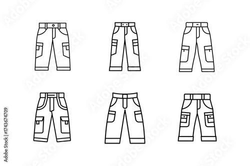 cargo pants icon line art vector illustration