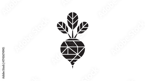 Modern geometric beet icon symbolizing fresh organic produce, healthy eating, and sustainable agriculture for vibrant branding and design projects