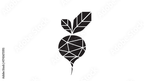 Modern geometric beet icon symbolizing healthy eating and organic produce, perfect for food brands and health services seeking a fresh, contemporary visual.