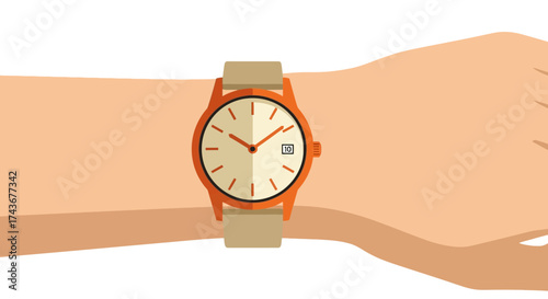 Illustration depicting a wrist wearing a modern wristwatch emphasizing style and timekeeping