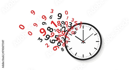 Conceptual time illustration with scattered numbers representing the flow of time passing