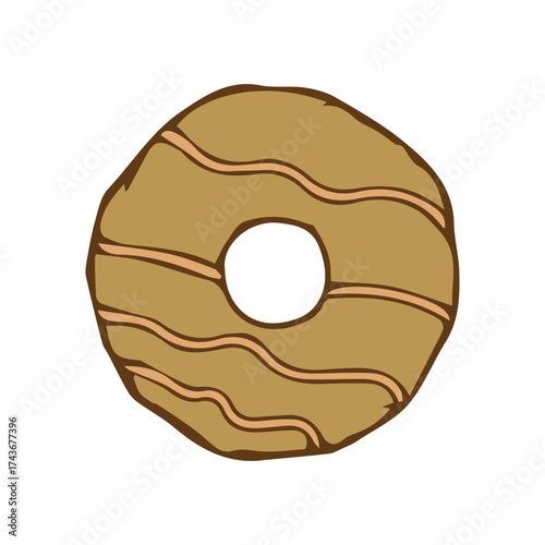 Hand-drawn chocolate glazed donut illustration