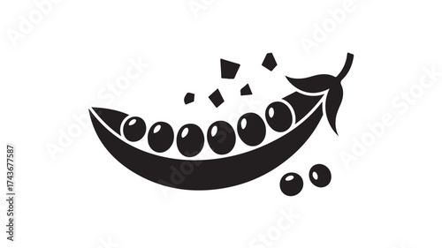 Fresh peas bursting from pod with geometric accents evoking modern design and natural vitality for healthy eating concepts