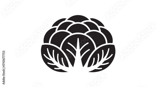Modern minimalist black cabbage icon symbolizing fresh produce vitality and healthy eating for culinary branding and organic concepts