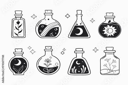 Vintage Potion Bottles Icon Pack – Fantasy Magic Elixir Art