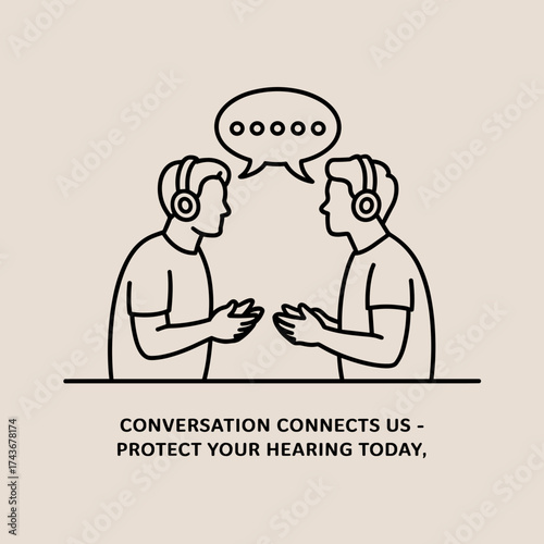 Hearing Protection and Communication Awareness Illustration