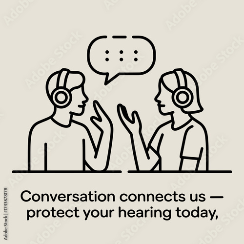 Hearing Protection and Communication Awareness Illustration