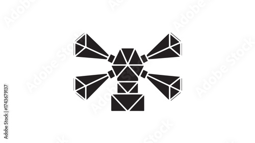 Striking geometric creation with triangular facets, perfect for contemporary designs, tech startups, and innovative branding solutions demanding a modern, minimalist flair