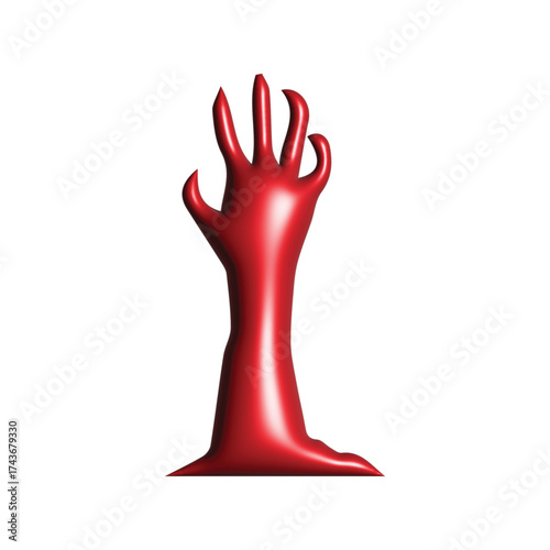 Red Hand Icon Clawing, Isolated on White Background