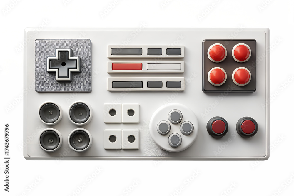 Fototapeta premium Vintage gamepad console with buttons for nostalgic games