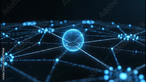 Dynamic display of a network diagram with core process node for futuristic technology visualization