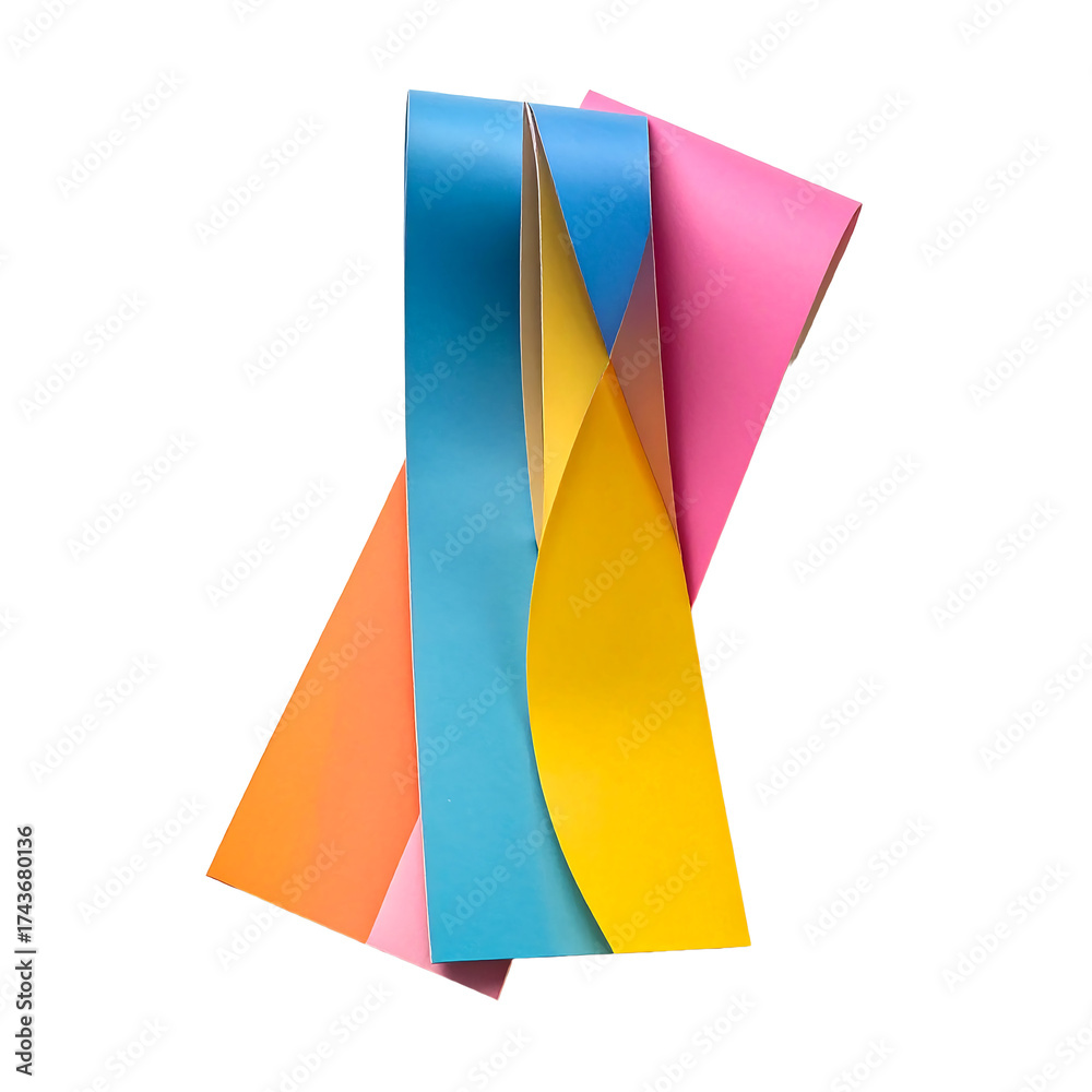 Obraz premium Colorful paper sheets abstract composition, bright and modern on transparent background