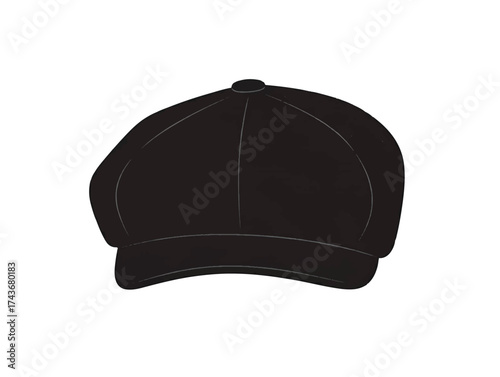 Flat Cap white and black in silhoette white background.