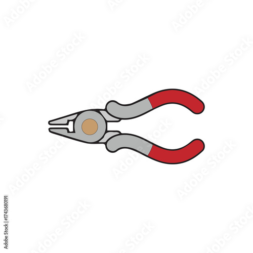 A simple illustration of a pair of red and grey pliers against a white background, depicting a common tool for gripping and manipulating objects