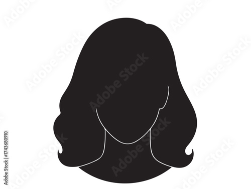 Girls face icon its mouth in silhouette white background.