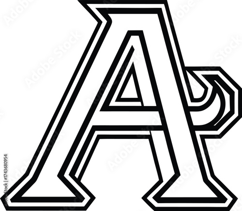 3d metallic letter a monogram outline.