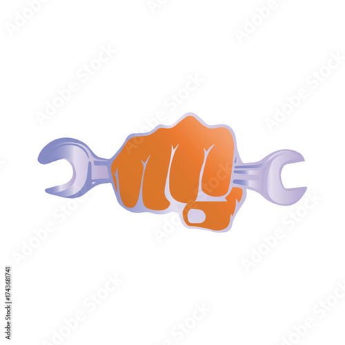 Hand Holding Wrench Icon - Repair, Maintenance, and Technical Support Concept