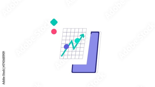 Abstract Business Growth Illustration With Upward Trend Graph, L-Shape, And Modern Design Elements