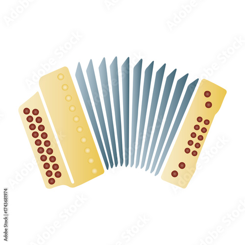 Vintage accordion musical instrument illustration on a plain white background
