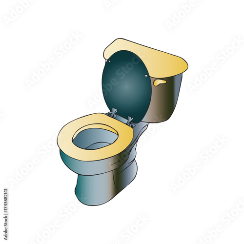 A detailed graphic illustration of a sanitary toilet commode with an open lid, a common fixture for a domestic bathroom or restroom