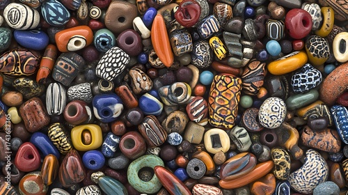 Collection of antique trade beads texture pattern background design