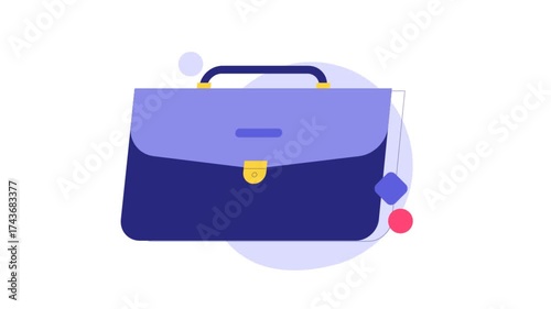 Stylish Modern Briefcase Bag With Purple And Navy Colors, Yellow Clasp, Professional Look
