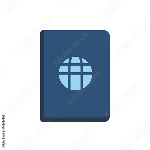 Blue passport with a light blue globe symbol on the cover.