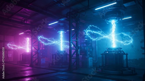 Plasma Reactors with Futuristic Mood Operating in Neon Industrial Lab
