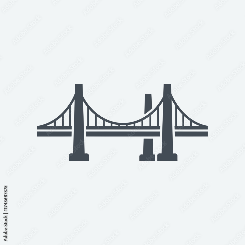 Fototapeta premium Stylized suspension bridge illustration on a light background.