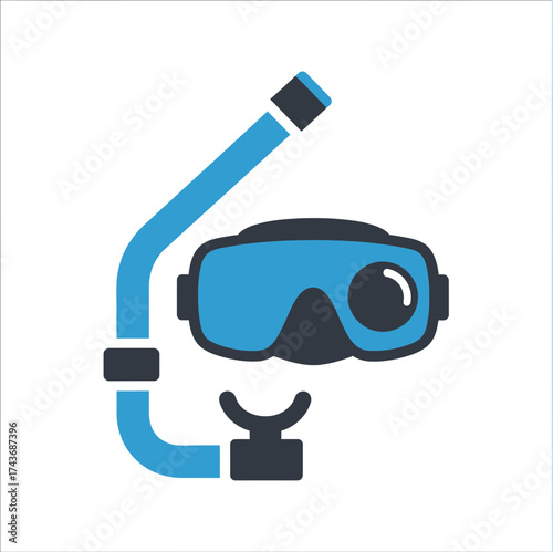 Blue snorkel and mask for underwater exploration.