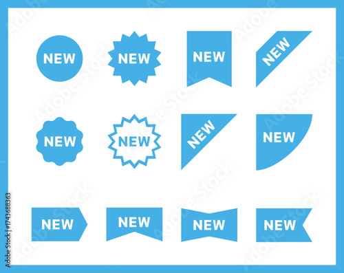 New Tag Blue. New sticker icons. Sale quality tags and labels. Template banner shopping badges. vector illustration
