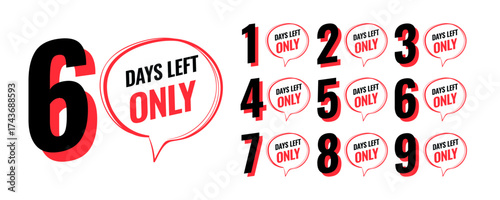 hurry up number of days left countdown sticker template design