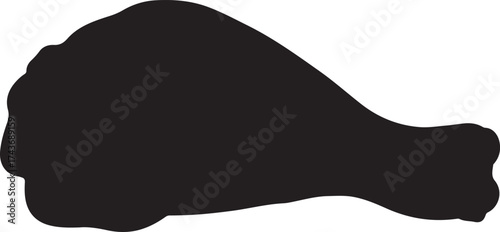  Leg piece of shicken in silhouette white background.