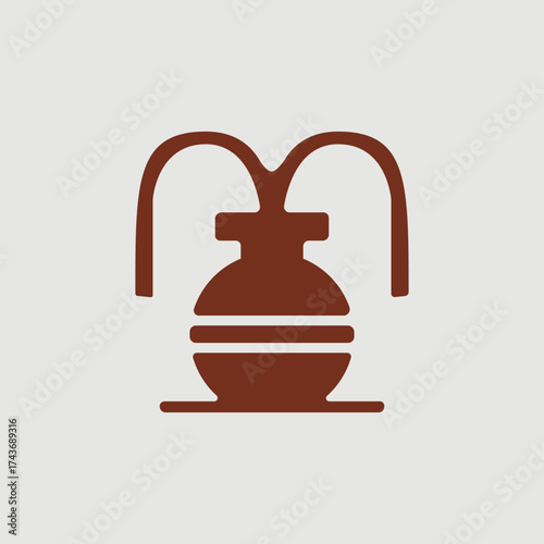 Terracotta pottery icon in hand-drawn minimalist style, perfect for vintage, traditional or decorative logo design.