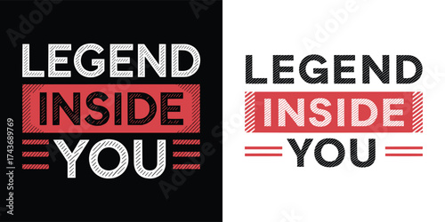 Bold motivational typography with modern striped lettering and inspirational slogan for apparel and t shirt design