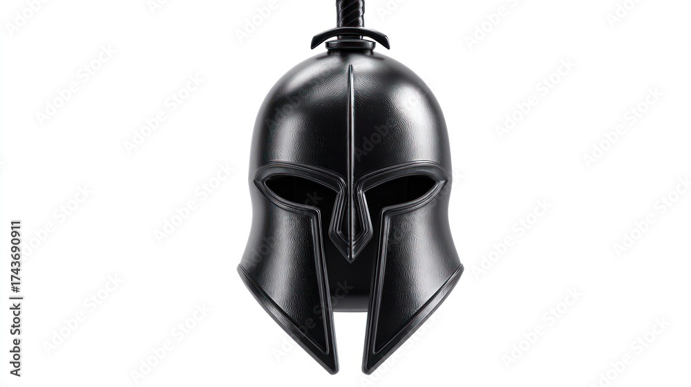 Naklejka premium Black warrior helmet isolated on white background for design