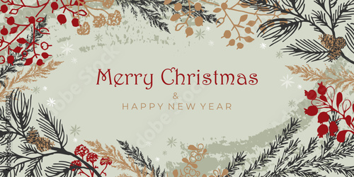 Merry Christmas. Congratulatory poster with warm wishes.