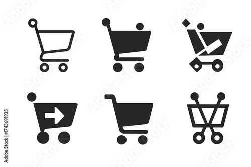 Checkout Logo Variations. Checkout process. Set Logo of Checkout process: Shopping cart. harmonious logo variations of the same emblematic concept, each with