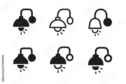 Sconce Logo Variations. Adding wall sconces for ambient lighting. Set Logo of Adding wall sconces for ambient lighting: Dimmable sconce with knob. harmonious