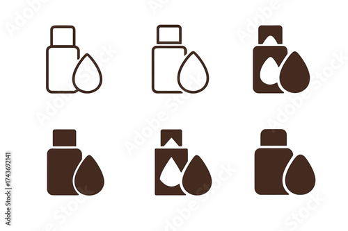 Foundation Beauty Logos. Foundation bottles and sponges. Set Logo of Foundation bottles and sponges: Beauty sponge (blender). harmonious logo variations of the