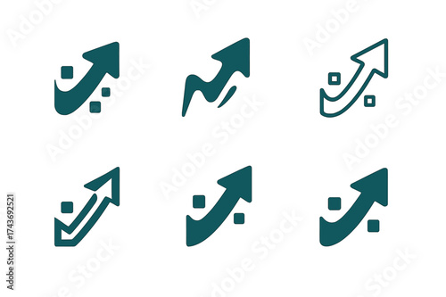 Digital Growth Logos. Digital transformation in business. Set Logo of Digital Transformation: digital growth arrow. harmonious logo variations of the same