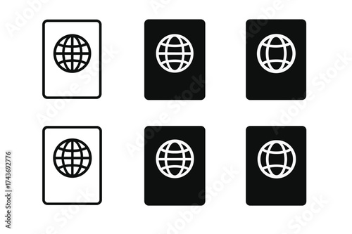 Passport Logo Variations. Citizenship applications. Set Logo of Citizenship applications: Passport. harmonious logo variations of the same emblematic concept,