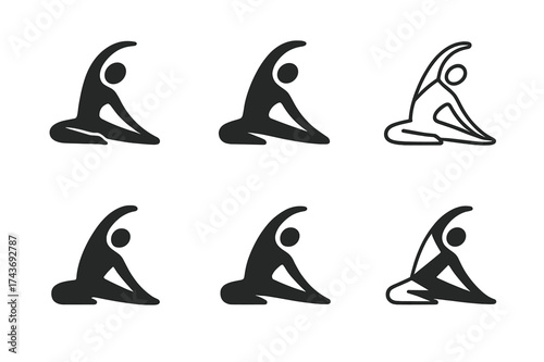 Diverse Therapy Logos. Physical Therapy. Set Logo of Physical Therapy: stretching figure. harmonious logo variations of the same emblematic concept, each with