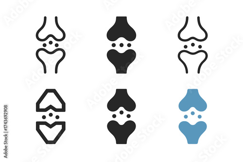 Neuroscience Logo Variations. Neuroscience of memory. Set Logo of Neuroscience of memory: Synapse with neurotransmitter. harmonious logo variations of the same