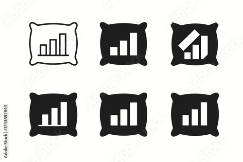 Sleep & Productivity Logos. Sleep and productivity. Set Logo of Sleep and productivity: Pillow. harmonious logo variations of the same emblematic concept, each