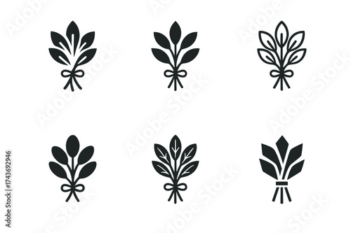 Herb Bundle Logo Variations. local food markets. Set Logo of local food markets: Herb Bundle. harmonious logo variations of the same emblematic concept, each