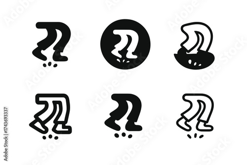 Playful Typography Logo Grid. Interactive typography. Set Logo of playful font: letters bending and bouncing. harmonious logo variations of the same emblematic